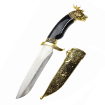 12" Deer Head Black Plastic Handle Stainless Steel Blade Fantasy Dagger