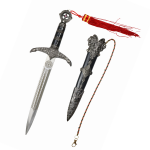 18.5" Collectible Style Stainless Steel Blade Dagger With Cord Chain & Plastic Sheath