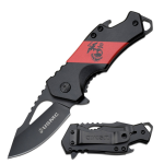 6" Spring Assisted Folding Knife Drop Point Blade Embossed Printed Aluminum Handle