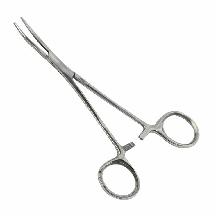 Short 3.5" Self-locking Curved Forceps Stainless Steel