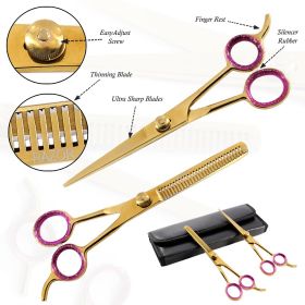 BDEALS Professional Hair Cutting Razor Edge Barber & Thinning Scissors 2 pc Set 6.5"