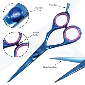 Blue Color Professional Hair Cutting Razor Edge Barber Scissors 6.5"