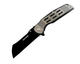 Hunt Down 8.75" Black Razor Style Blade Spring Assisted Folding Knife 3CR13 steel