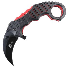 TheBoneEdge 6" Red & Black Colors Ball Bearing Spring Assisted Knives With Belt Clip