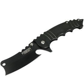 Defender-Xtreme All Black  8.5" Butcher Style Spring Assisted Folding Knife 