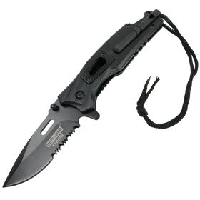 Defender-Xtreme All Black 8" Spring Assisted Folding Knife 3CR13 Stainless Steel