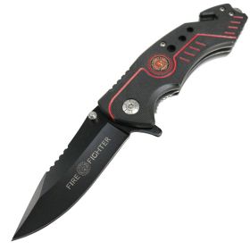 Defender 8" Tactical Red F Spring Assisted Folding Knife 3CR13 Stainless Steel