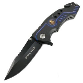 Defender 8" Blue P Spring Assisted Folding Knife 3CR13 Stainless Steel