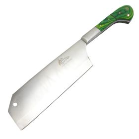 TheBoneEdge 12" Cleaver Stainless Steel Full Tang Butcher Knife Green Packawood Handle