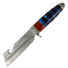 Hunt-Down 9.5" Stainless Steel Hunting Knife Wood & Pearl Handle Tanto Blade New