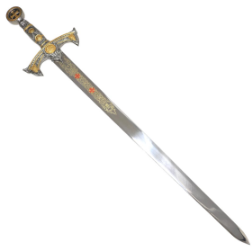 Defender 41" Red Cross Medieval Fantasy Collectible Sword Detailed Pommel Tusba