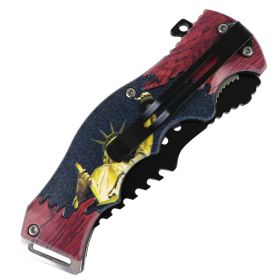 Defender-Xtreme 8.5" Lady Liberty Spring Assisted Folding Knife Stainless Steel 