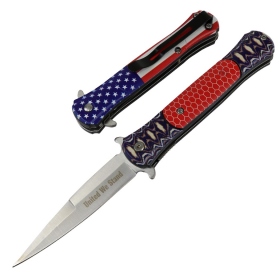 8.5" Spring Assisted Folding Knife Rescue Stainless Steel Unique Art Handle Red