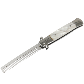 Defender Flick Knife Switch Blade Brush Novelty Folding Knives White Pearl Handle
