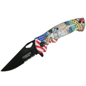 Defender-Xtreme 7.5" Traditional Style US Sailor Spring Assisted Folding Knife