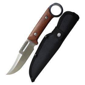9.5" Hunt-Down Hunting Knife Full Tang Fixed Blade Wood Handle Stainless Steel