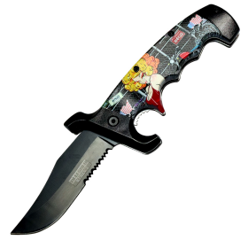 Defender-Xtreme 9" The Blonde & Anarchy Spring Assisted Folding Knife Belt Clip
