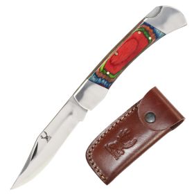 The BoneEdge 7" Classic Folding Knife Multi-Color Pakkawood Handle with Sheath