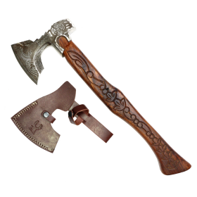 TheBoneEdge 23" Steel Etching Blade Hunting Axe Wood Handle With Sheath