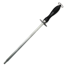 11" Honing Steel Knife Sharpening Sharpener Stick Kitchen Tool Black Moulded Handle