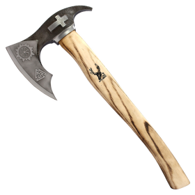 TheBoneEdge 18" Steel Etching Blade Hunting Axe Ash Wood Handle With Sheath
