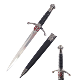 Defender 14.5" Medieval Roman Dagger Red Cross Handle With Scabbard