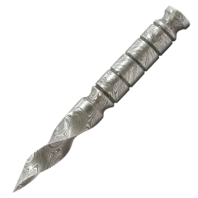 TheBoneEdge 6" Custom Handmade Hand Forged Damascus Kris Blade Hunting Knife w/ Sheath