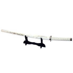 39.5" White Dragon Design Samurai Katana Sword Set with Stand