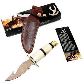 9" Skinner Knife Bone Handle Hunting Knife with Hook Sharp