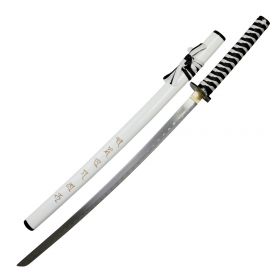 TheBoneEdge 38" Wood Handle Damascus Blade Pommel Sword With Genuine Leather Sheath