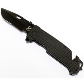 9" The Bone Edge Collection Black Folding Spring Assisted Knife Handle with Belt Clip