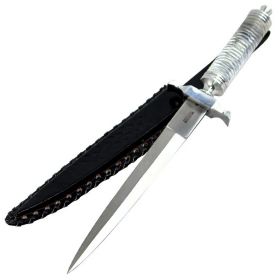 Defender Xtreme 12.5" Crystal Handle Stainless Steel Hunting Knife With Leather Sheath