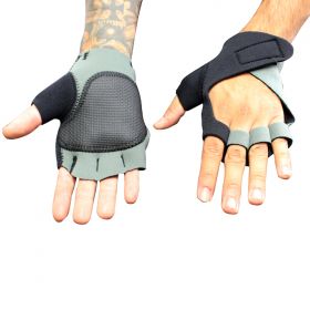 Perrini Gray Fingerless Sport Gloves with Wrist Strap Closer (With Thumb Padding) 
