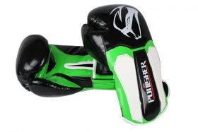 12oz Adult Size Last Punch Black and Green Punisher Boxing Gloves