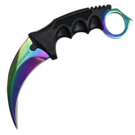 7.5" Hunt-Down Karambit Multi Color Blade Hunting Knife with Sheath and Clip