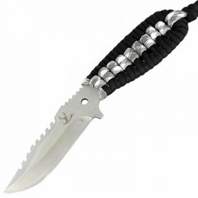 TheBoneEdge 7.5"  Hunting Tactical Knife With Sheath Winter Camo & Black Cord Handle