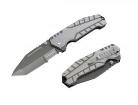 Hunt-Down 8" Silver Ball Bearing Folding Knife Tactical Rescue With Belt Clip