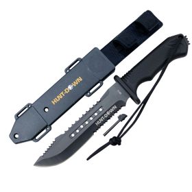 Hunt-Down 12" Hunting Fixed Blade Survival Knife with ABS Sheath and Fire Starter