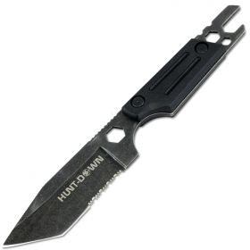Hunt-Down 9.5" Stonewashed Tanto Fixed Blade Full Tang Knife Sheath & Wrench Tool