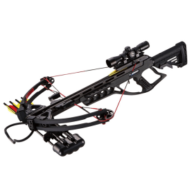 Man Kung 185 Lbs Hercules Compound Crossbow Black Color With Arrows Scope Cocking Rope 