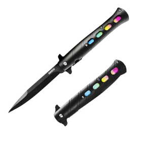 9" Multi & Black Color Plastic Handle 3CR13 Steel Spring Assisted Folding Knife