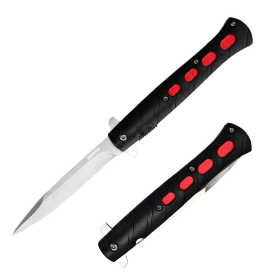 9" Red & Black Color Plastic Handle 3CR13 Steel Spring Assisted Folding Knife