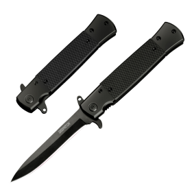 8.5" All Black Spring Assisted Folding Knife G10 Handle 3CR13 Stain Blade With Belt Clip