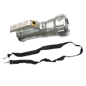 Hunt-Down Indoor Outdoor Zoom Adjustable 600 Lumens Silver Flashlight With Handle