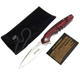 Hunt-Down 8" Black & Red G10 Handle Ball Bearing Folding Knife D2 Steel With Box