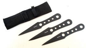 Set of 3 All Black Throwing Knives with Sheath