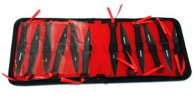 Set of 12 Black 6.5" Throwing Knives with Carrying Case