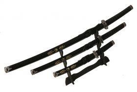 3 Pc Black Ying Yang symbol Wholesale Sword Set 