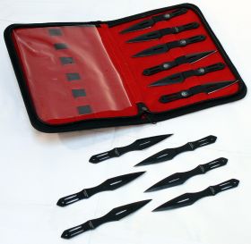 Set of 12 Black 5.5" Throwing Knives With Carrying Case